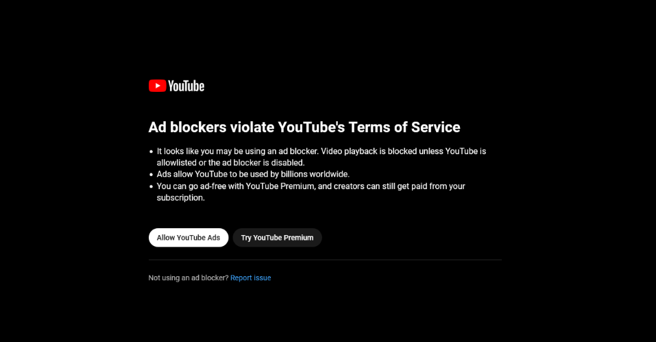 Violazione dei Termni di Servizio su YouTube